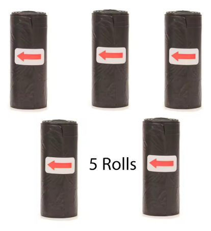Pet Poop Bags – Bulk Disposable Dog Waste Bags with Leash Clip & Bone-Shaped Dispenser (5 Rolls / 75 Bags)