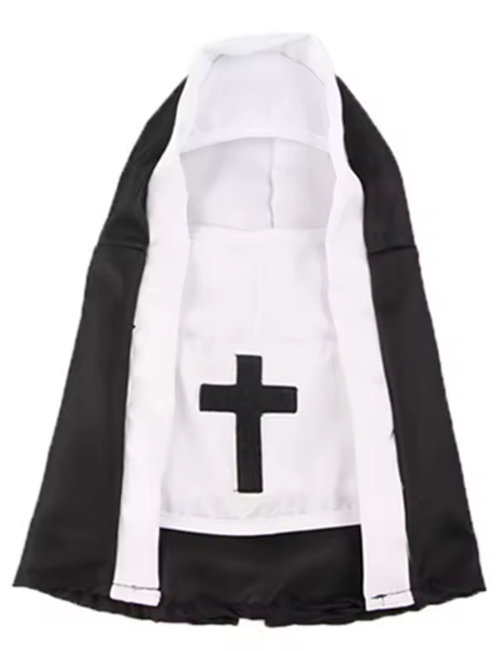 Funny Cat Cross Black Coat Costume – Halloween Cosplay Outfit for Small Pets – Cats, Dogs & Rabbits – Breathable Pet Dress Up