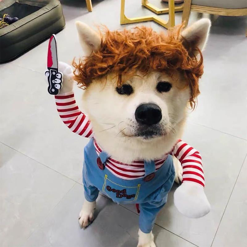 Hilarious Ragdoll Dog Costume with Fake Knife - Perfect for Small to Medium Dogs & Cats - Halloween 2024 Pet Apparel