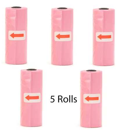 Pet Poop Bags – Bulk Disposable Dog Waste Bags with Leash Clip & Bone-Shaped Dispenser (5 Rolls / 75 Bags)