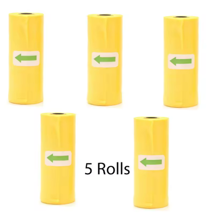 Pet Poop Bags – Bulk Disposable Dog Waste Bags with Leash Clip & Bone-Shaped Dispenser (5 Rolls / 75 Bags)