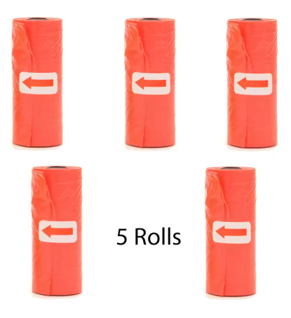 Pet Poop Bags – Bulk Disposable Dog Waste Bags with Leash Clip & Bone-Shaped Dispenser (5 Rolls / 75 Bags)