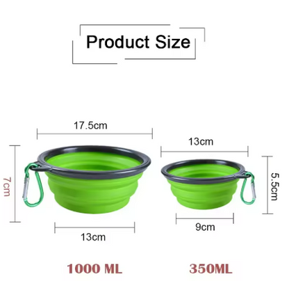 350ml Collapsible Silicone Dog & Cat Bowl with Carabiner – Travel Pet Feeder for Food & Water