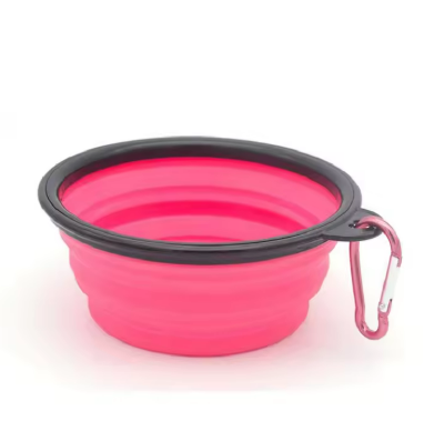 350ml Collapsible Silicone Dog & Cat Bowl with Carabiner – Travel Pet Feeder for Food & Water