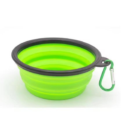 350ml Collapsible Silicone Dog & Cat Bowl with Carabiner – Travel Pet Feeder for Food & Water