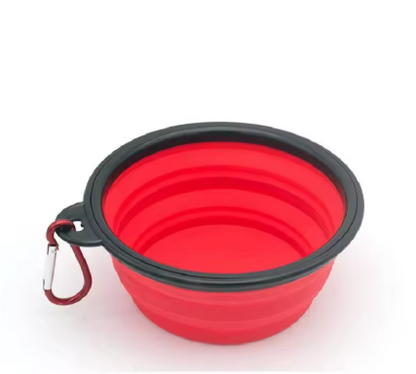 350ml Collapsible Silicone Dog & Cat Bowl with Carabiner – Travel Pet Feeder for Food & Water