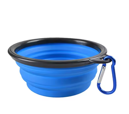 350ml Collapsible Silicone Dog & Cat Bowl with Carabiner – Travel Pet Feeder for Food & Water