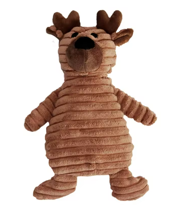Plush Deer Dog Toy with Squeaker – Durable Bite-Resistant Cord Fabric – Soft Chew Toy for Puppies, Small & Large Dogs