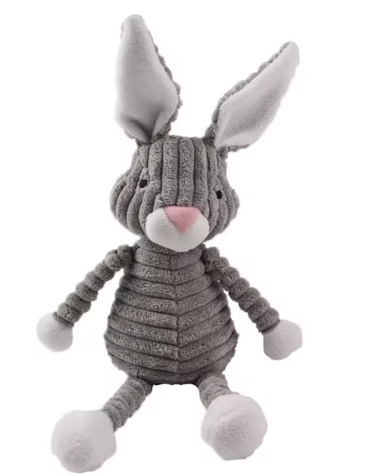 Plush Rabbit Dog Toy with Squeaker – Durable Bite-Resistant Cord Fabric – Soft Chew Toy for Puppies, Small & Large Dogs