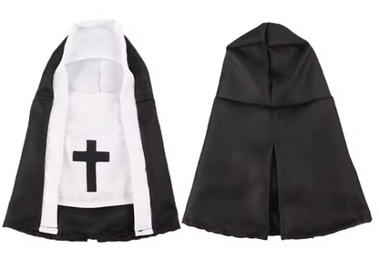 Funny Cat Cross Black Coat Costume – Halloween Cosplay Outfit for Small Pets – Cats, Dogs & Rabbits – Breathable Pet Dress Up