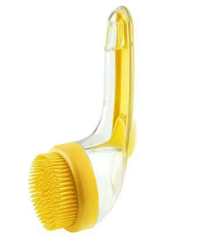2-in-1 Pet Bath Brush with Long Handle & Built-In Shampoo Dispenser – Silicone Grooming & Massage Brush for Dogs & Cats – Easy Cleaning & Residue Reduction