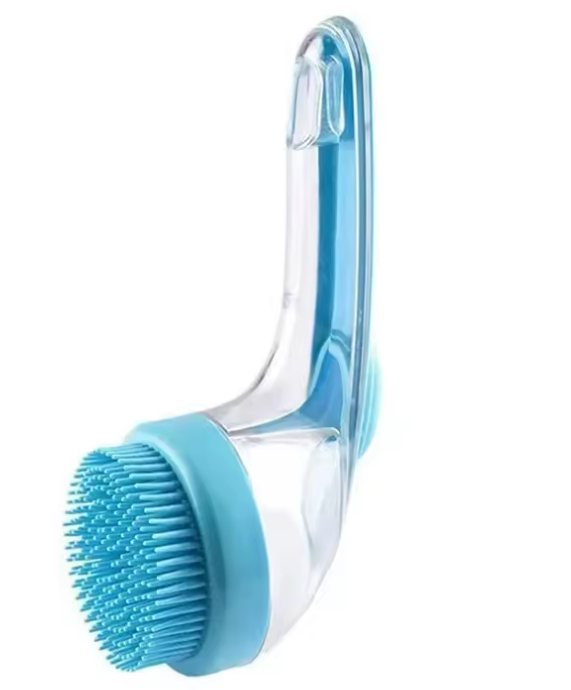 2-in-1 Pet Bath Brush with Long Handle & Built-In Shampoo Dispenser – Silicone Grooming & Massage Brush for Dogs & Cats – Easy Cleaning & Residue Reduction