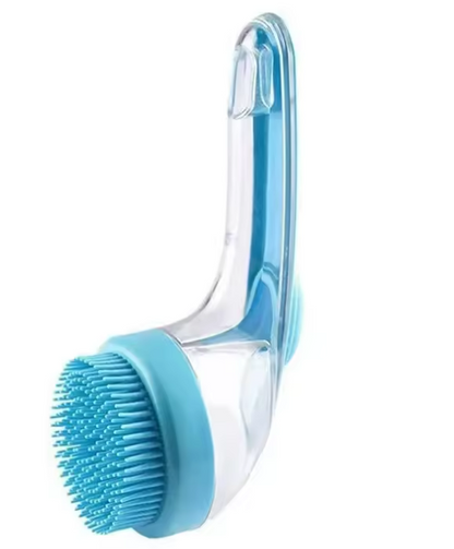 2-in-1 Pet Bath Brush with Long Handle & Built-In Shampoo Dispenser – Silicone Grooming & Massage Brush for Dogs & Cats – Easy Cleaning & Residue Reduction