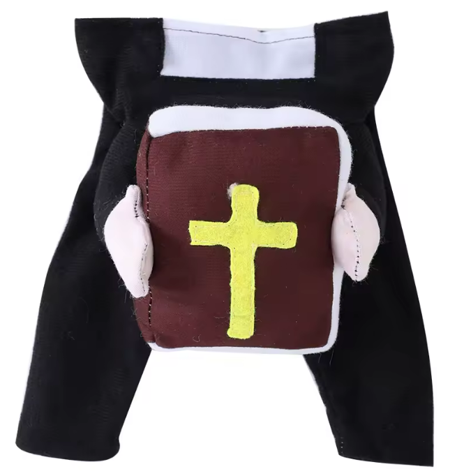 Funny Priest Dog Costume – Halloween Outfit for Small & Large Dogs & Cats – Breathable Pet Dress Up with Cross & Bible Design