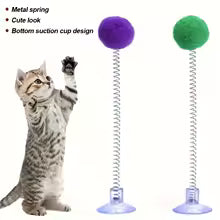Suction Cup Spring Cat Toy – Interactive Plush Ball Scratcher (Random Color)