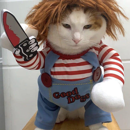 Hilarious Ragdoll Dog Costume with Fake Knife - Perfect for Small to Medium Dogs & Cats - Halloween 2024 Pet Apparel