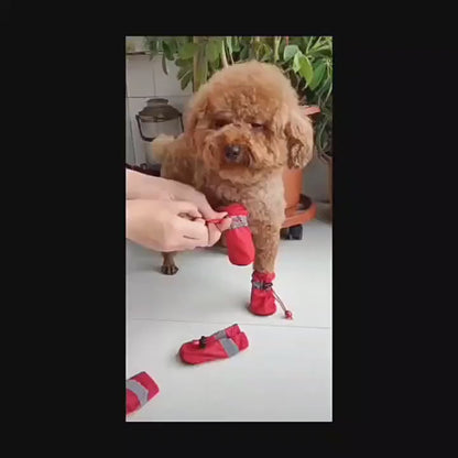 4-Pack Waterproof Dog Boots – Anti-Slip Rain Shoes for Small Dogs & Cats